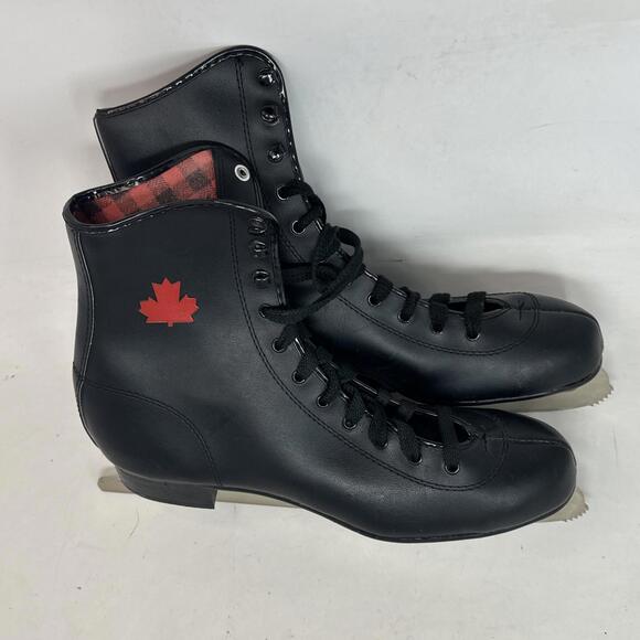 Vintage Black Figure Skates w/ Canadian Maple Leaf Logo Size 11 - Picture 6 of 7